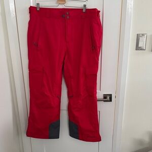 Columbia Men's Red Snow Pants with Gray Accents